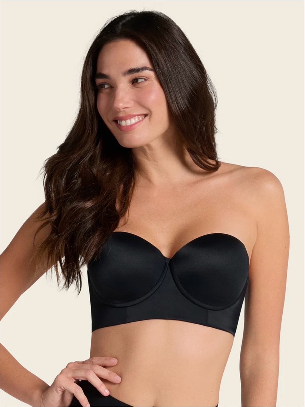 Leonisa Womens Strapless Contouring Longline Bra Black